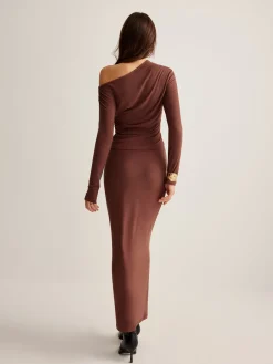 Asymmetrical Neck Slim Jersey Skirt Set