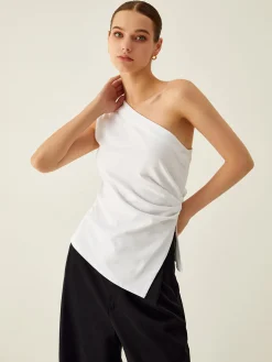 Asymmetrical Neck Split Tank Top