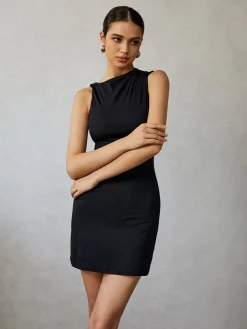 Asymmetrical Neck Tank Short Dress