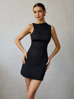 Asymmetrical Neck Tank Short Dress