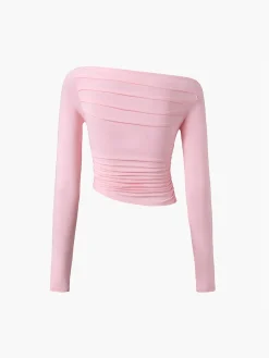 Asymmetrical Off Shoulder Long Sleeve Shirt