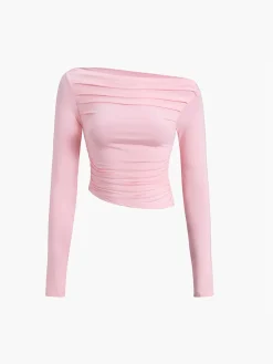 Asymmetrical Off Shoulder Long Sleeve Shirt