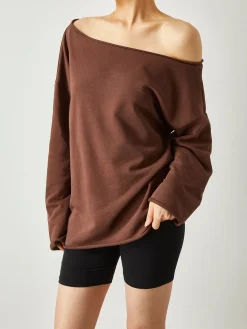 Asymmetrical Off Shoulder Solid Sweatshirt