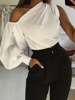 Asymmetrical Off Shoulder Blouse