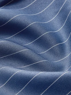 Asymmetrical Pinstripe Pleated Lapel Dress