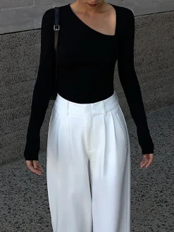 Asymmetrical Plain Long Sleeve T-Shirt