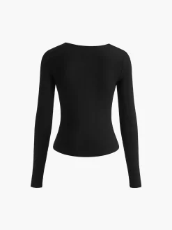 Asymmetrical Plain Long Sleeve T-Shirt