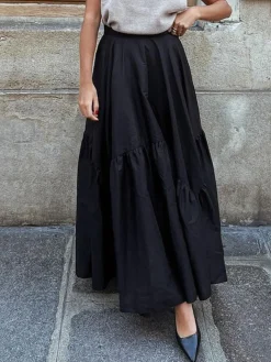 Asymmetrical Pleated Maxi Skirt