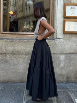 Asymmetrical Pleated Maxi Skirt