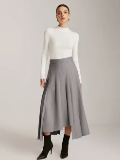 Asymmetrical Pleated Pockets Skirt