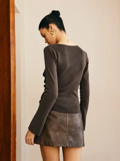 Asymmetrical Pleated Slim Sweater