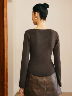Asymmetrical Pleated Slim Sweater