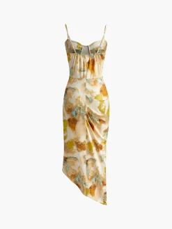 Asymmetrical Pleated Split Cami Dress