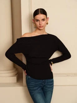 Asymmetrical Pleated Stretch Blouse