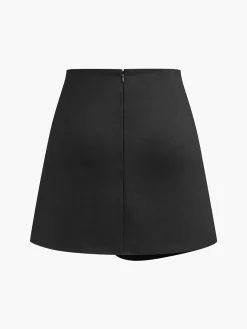 Asymmetrical Pleated Zipper Skirt