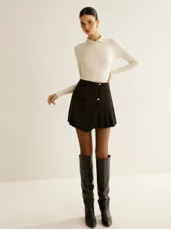 Asymmetrical Pleated Zipper Skirt