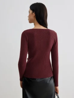 Asymmetrical Ribbed Slim Sweater
