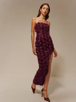 Asymmetrical Rosette Slim Tube Dress