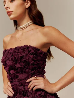 Asymmetrical Rosette Slim Tube Dress