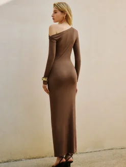 Asymmetrical Ruched Knotted Jersey Dress
