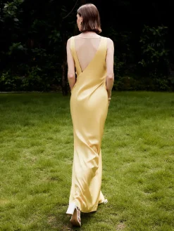 Asymmetrical Ruffle Backless Long Dress