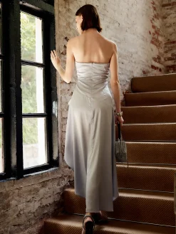 Asymmetrical Ruffle Strapless Dress