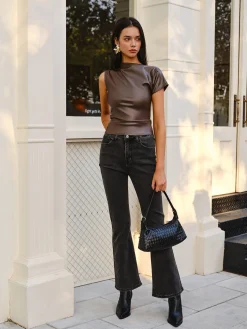 Asymmetrical Skinny Faux Leather Tank Top