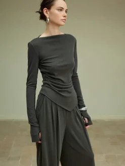 Asymmetrical Slim Jersey Blouse