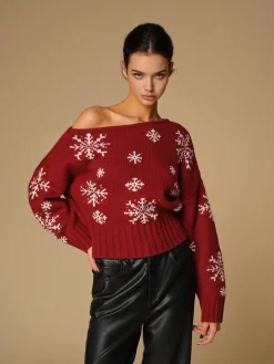 Asymmetrical Snowflake Knit Top