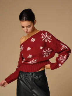 Asymmetrical Snowflake Knit Top