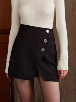 Asymmetrical Split Mini Skirt