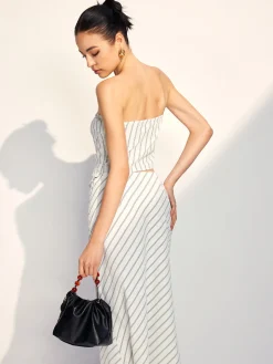 Asymmetrical Stripe Tube Skirt Set