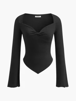 Asymmetrical Sweetheart Knotted Jersey Top