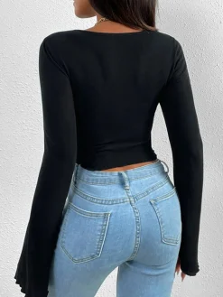 Asymmetrical Sweetheart Knotted Jersey Top