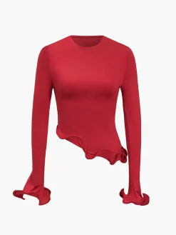Asymmetrical Wave Trim Blouse