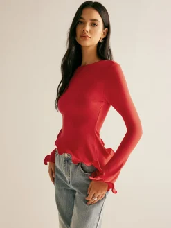 Asymmetrical Wave Trim Blouse