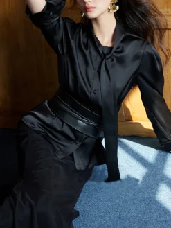 Asymmetrical Wide Tie Belt