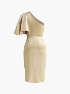 Asymmetrical Zipper Pleated Dress