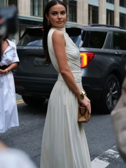 Asymmetry Pleat Sleeveless Long Dress
