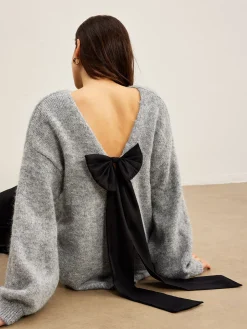 Backless Bow Shift Sweater