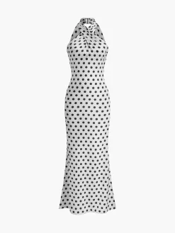 Backless Cross-Over Collar Slim Fit Long Dress