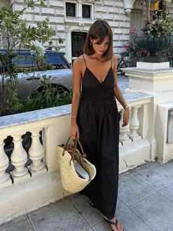 Backless Drawstring Cami Long Dress