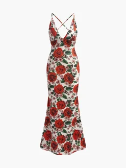 Backless Floral Long Dress