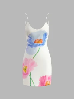 Backless Floral Short Dress