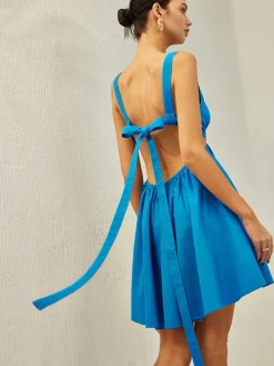 Backless Knotted Ruched Dress