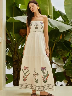 Backless Pleated Floral Dress