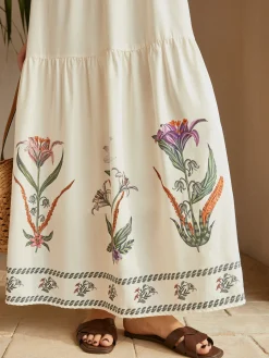 Backless Pleated Floral Dress