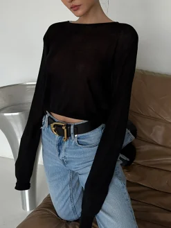 Backless Sexy Knit T-Shirt