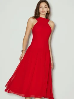 Backless Sleeveless Chiffon Panel Dress