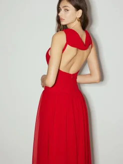 Backless Sleeveless Chiffon Panel Dress